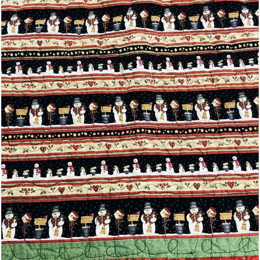 Handmade Quilt Snowman 48x38 Throw Winter Gift Christmas Holiday Patchwork Quilt